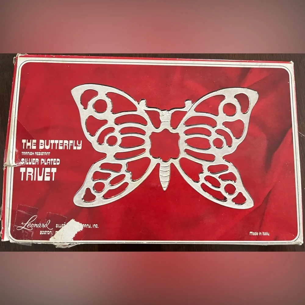 The Butterfly Trivet by Leonard. Silver plated. Made in Italy